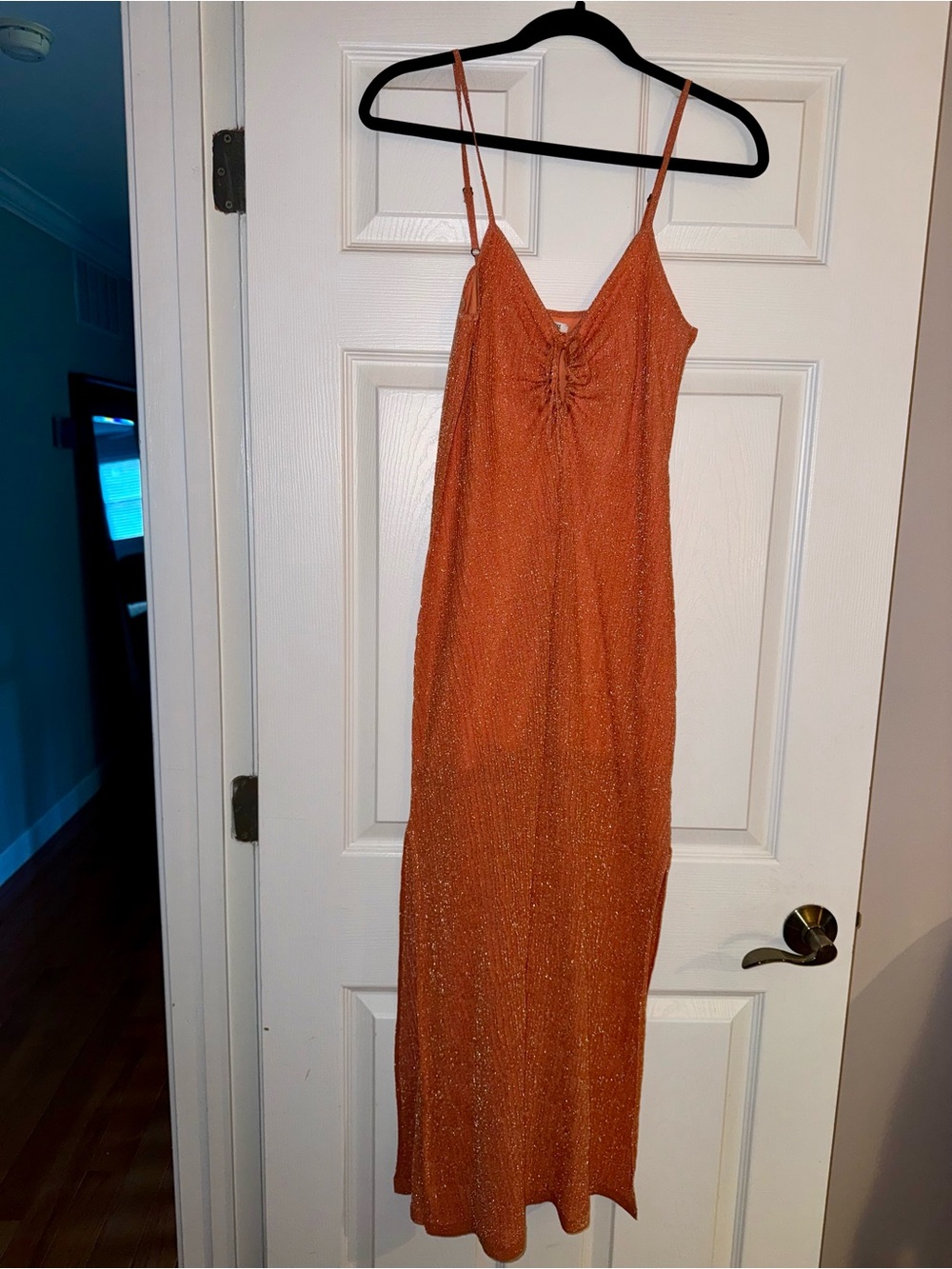 Amuse Society Rust Orange Sparkle Slip Maxi